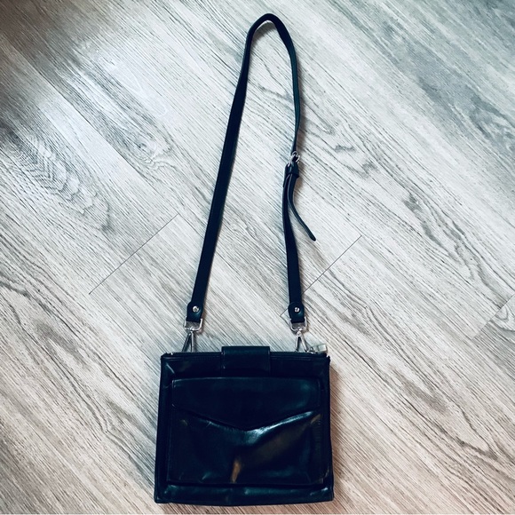 DANIER BLACK LEATHER VINTAGE CROSSBODY SHOULDER WOMEN BAG - Picture 11 of 17